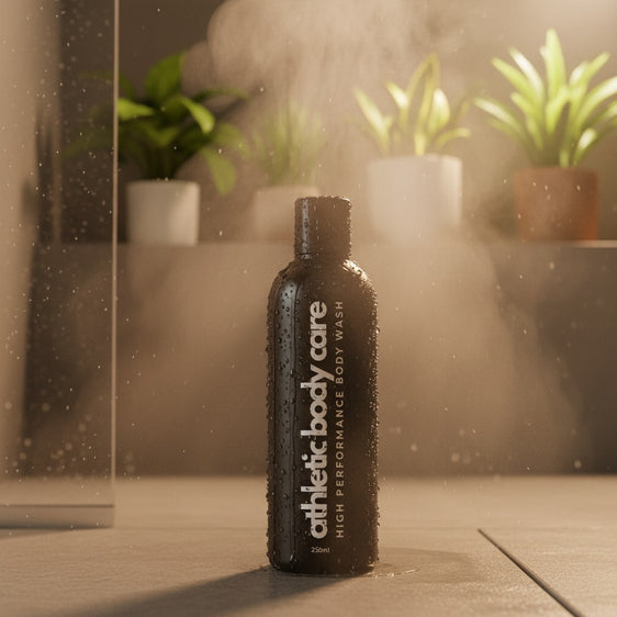 Athletic Body Care Body Wash in the shower