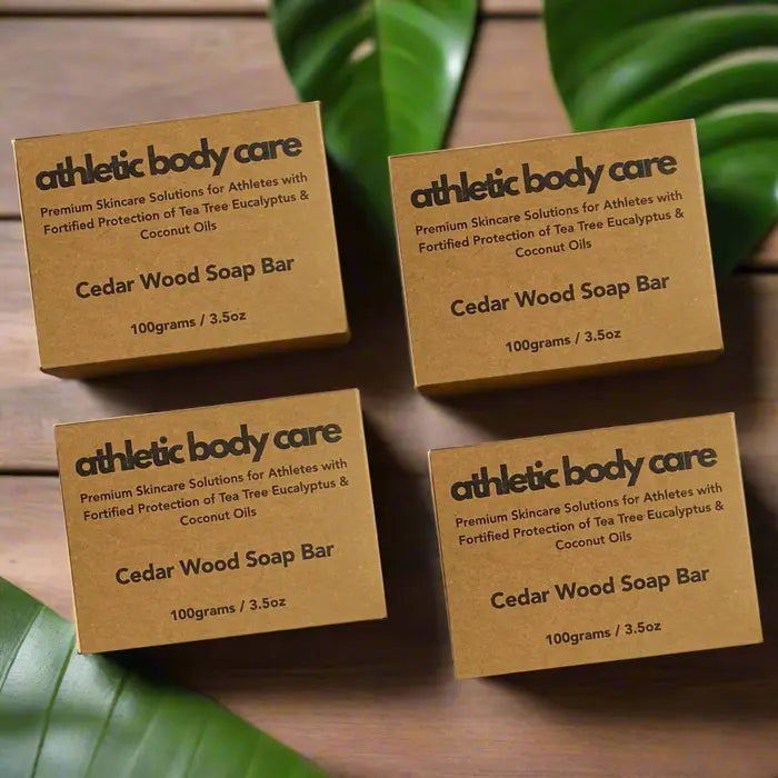 Athletic Body Care Soap Bar Cedar Wood Scrub 4 Pack